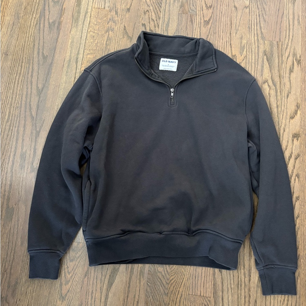 Old Navy Men's Women’s Quarter Zip-Up Sweatshirt in Charcoal Gray